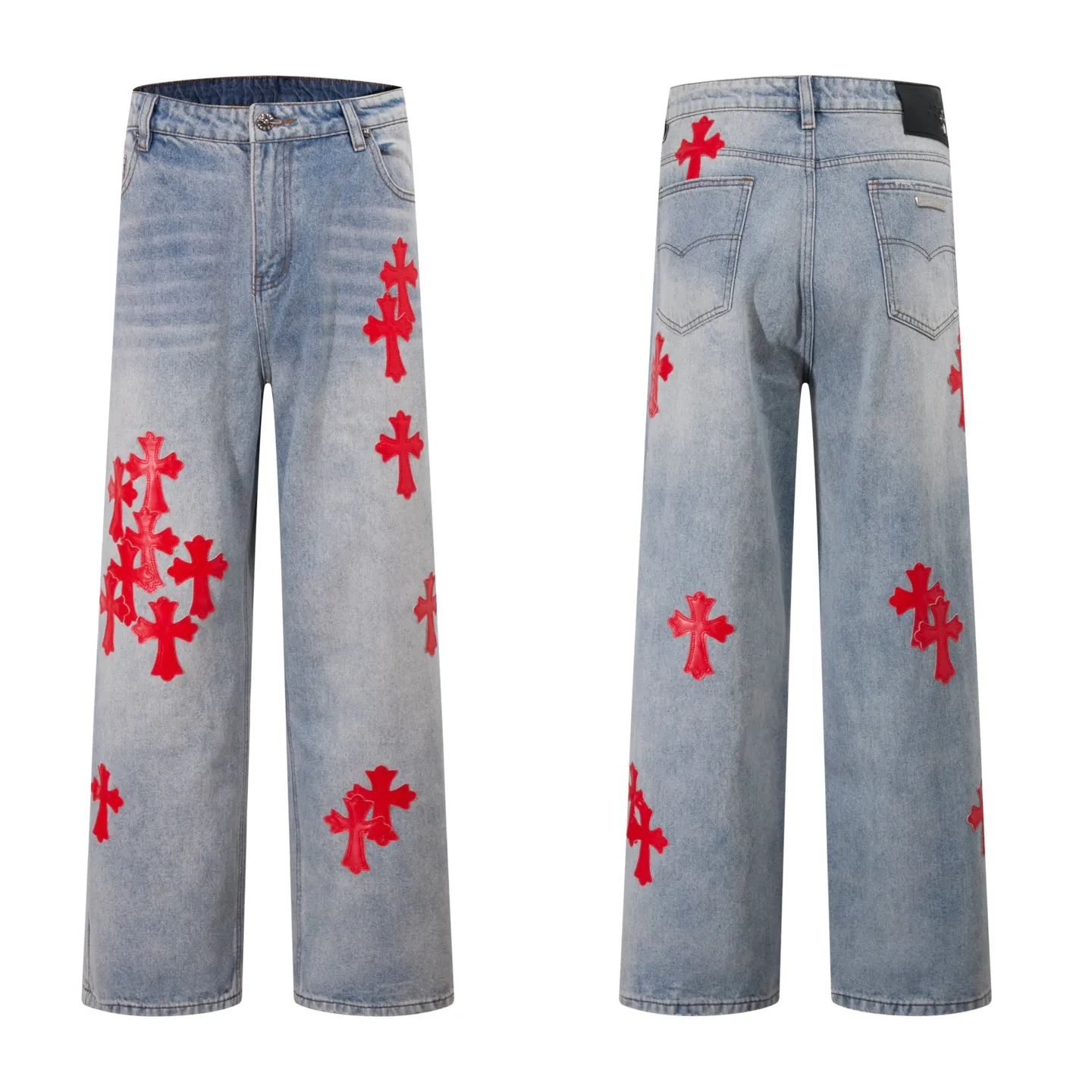 P240 Style number: H898 [Men's zipper style] Croxin & 𝐂𝐡𝐫𝐨𝐦𝐞 𝐇𝐞𝐚𝐫𝐭 ss25 new blue Miami red leather jeans. Styles with different wash textures are very friendly to people with thin legs. The slightly flared version perfectly modifies the leg shape. The timeless and moderate length makes it easy to match and match. It is the basis for various styles and is a must-have in your wardrobe! The fabric is stiff but also makes the upper body soft without losing texture. The washing process is even more perfect. It is a must-have item for everyone! ! ! Washed wheat, hang tag, pants label, three labels complete Color: blue Size: 30-32-34-36